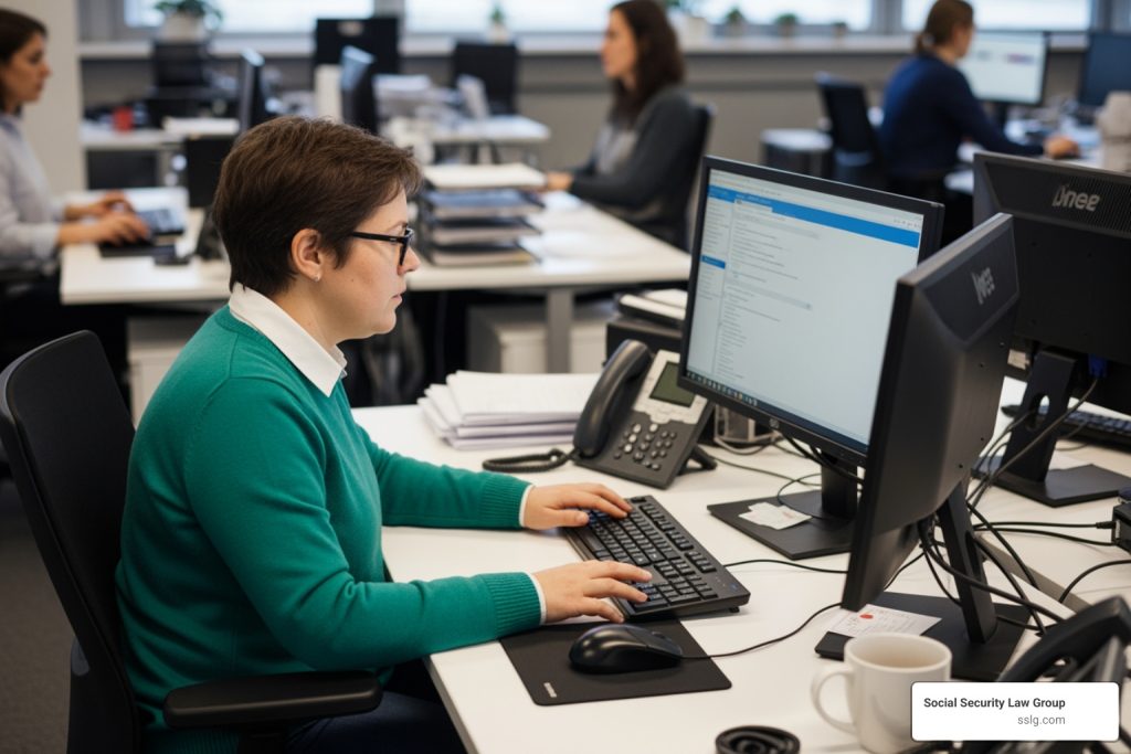 person with disability working at computer - disability gainful employment